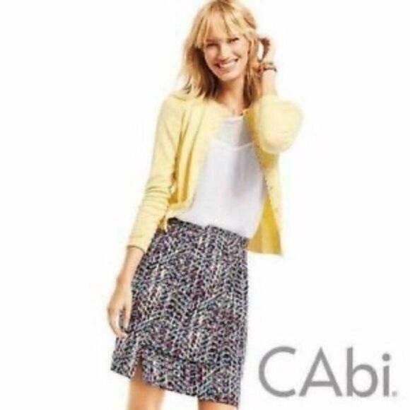 Cabi Cardigan Sweater Yellow Size Medium Lace Confetti Sunny Sunshine Academia - Picture 2 of 14
